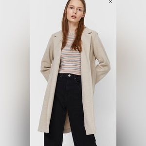 Stradivarius Knit Coat in Ecru